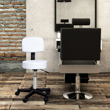 Swivel height-adjustable office stool with backrest, white