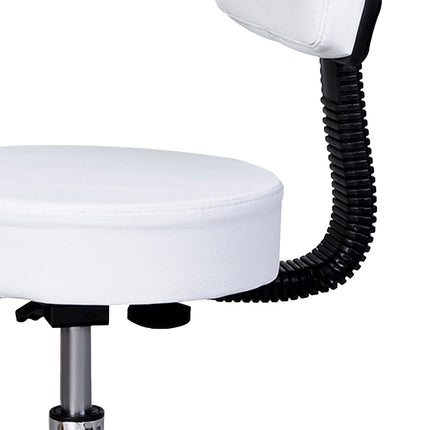 Swivel height-adjustable office stool with backrest, white