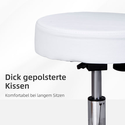 Swivel height-adjustable office stool with backrest, white