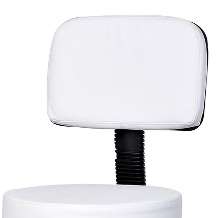 Swivel height-adjustable office stool with backrest, white