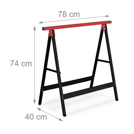 Work trestle set of 2 black/red