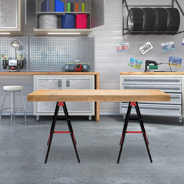 Work trestle set of 2 red/black