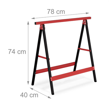 Work trestle set of 2 red/black