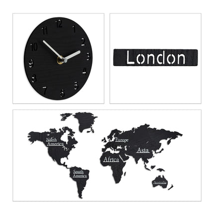 World Map with 5 Clocks
