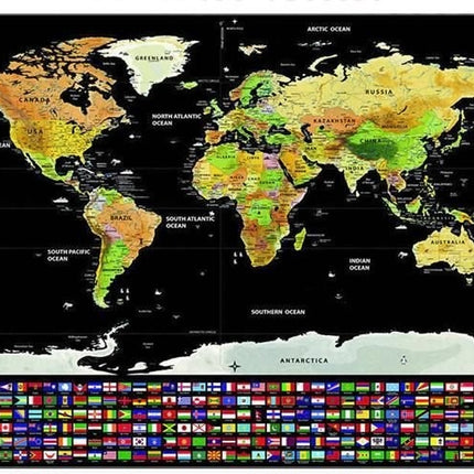 World map - scratch card with flags