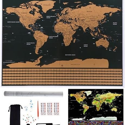 World map - scratch card with flags + accessories