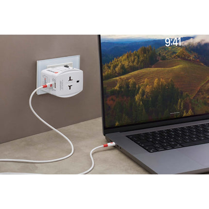 World travel adapter MUV USB AC65PD USB-A+USB-C PD 65W Ungrounded