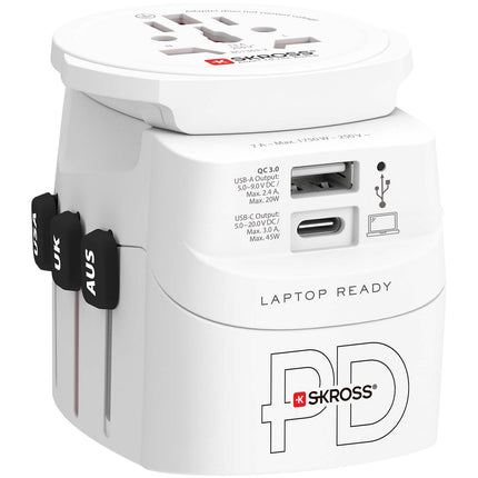 World travel adapter PRO Light USB AC45PD World PD 45W Grounded