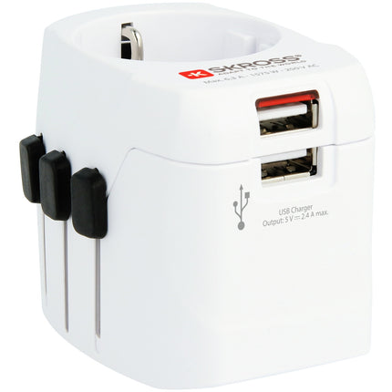 World travel adapter PRO Pro Light 2xUSB 12W Grounded
