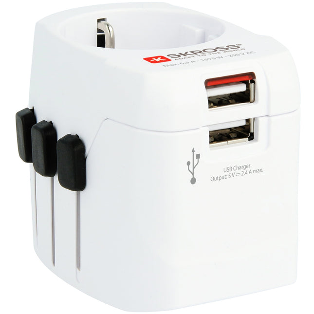 World travel adapter PRO Pro Light 2xUSB 12W Grounded