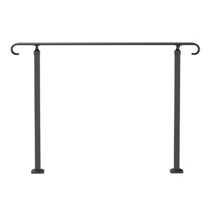 Wrought Iron Stair Handrail for 3 Steps, Adjustable, Black