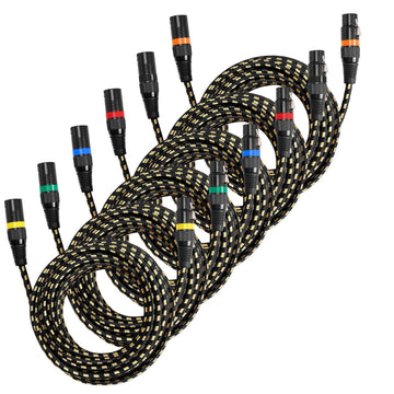 XLR Microphone Cables 25 ft, 6-Pack, Shielded 3-Pin