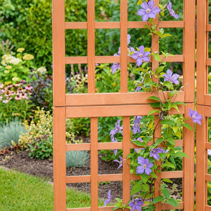XL Wooden Trellis Screen, Light Brown, 6 Panels