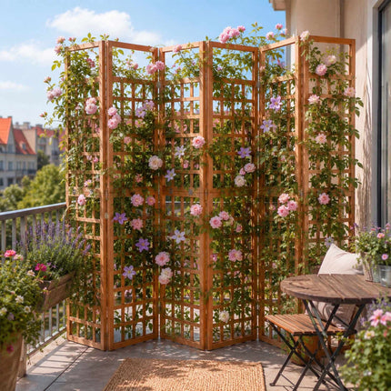 XL Wooden Trellis Screen, Light Brown, 6 Panels