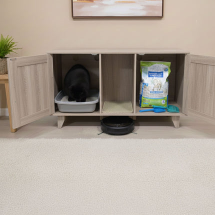 XXL Cat Litter Cabinet with Mat – Dual Compartment