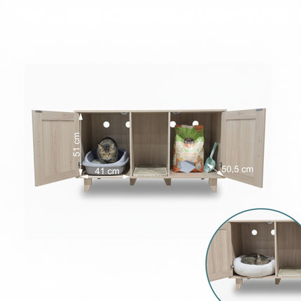 XXL Cat Litter Cabinet with Mat – Dual Compartment