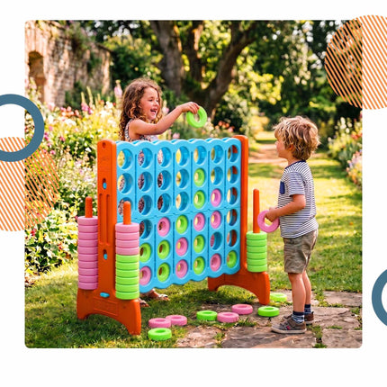 XXL Connect Four Game – Light Blue-Orange, Plastic