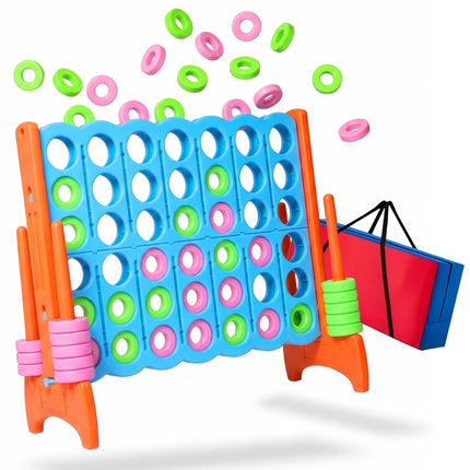 XXL Connect Four Game, Light Blue-Orange, with Bag