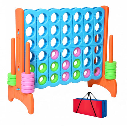XXL Connect Four Game, Light Blue-Orange, with Bag