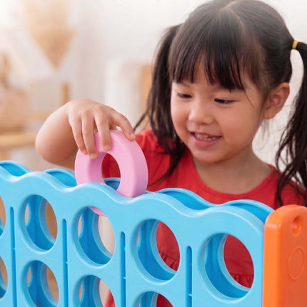 XXL Connect Four Game, Light Blue-Orange, with Bag