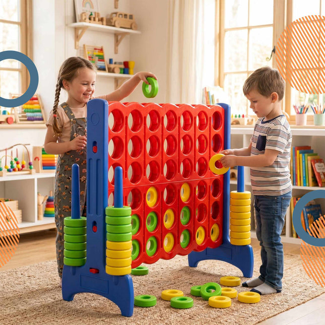 XXL Connect Four Game – Red & Blue, Outdoor, Plastic