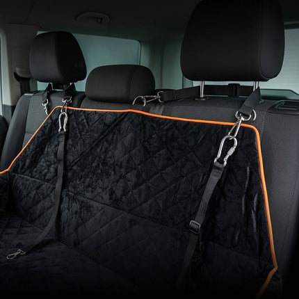 XXL Dog Car Seat, Velvet, Black/Orange, 2-in-1 Design