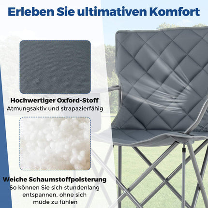 XXL Folding Camping Chair with Cooler & Cup Holder, 227kg Capacity