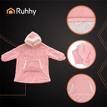 XXL Pink Blanket Sweatshirt with Hood and Pocket