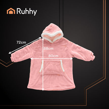 XXL Pink Blanket Sweatshirt with Hood and Pocket