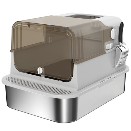 XXL Stainless Steel Litter Box, Easy Clean, for Large Cats