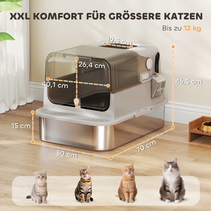 XXL Stainless Steel Litter Box, Easy Clean, for Large Cats