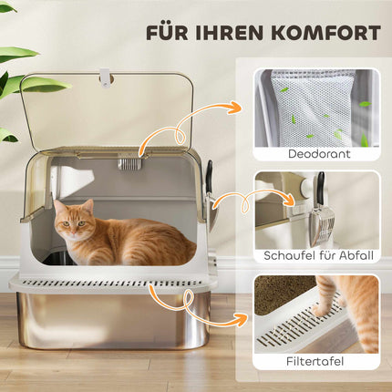 XXL Stainless Steel Litter Box, Easy Clean, for Large Cats