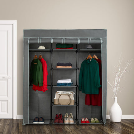 XXL fabric wardrobe with 2 clothes rails
