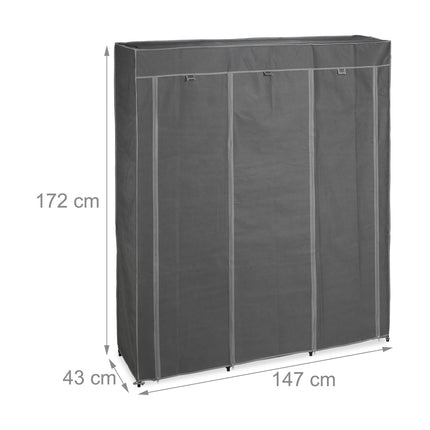 XXL fabric wardrobe with 2 clothes rails