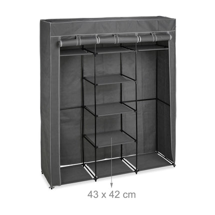 XXL fabric wardrobe with 2 clothes rails