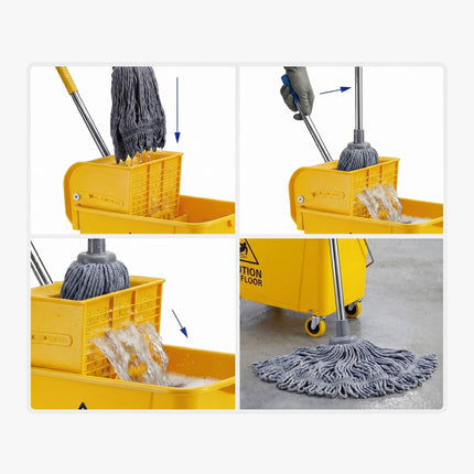 Yellow Mop Trolley with Press, 22L Capacity