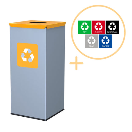 Yellow Square Waste Bin, 60L – Eco-Friendly Recycling