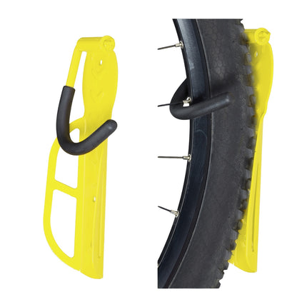 Yellow bicycle holder wall set of 2