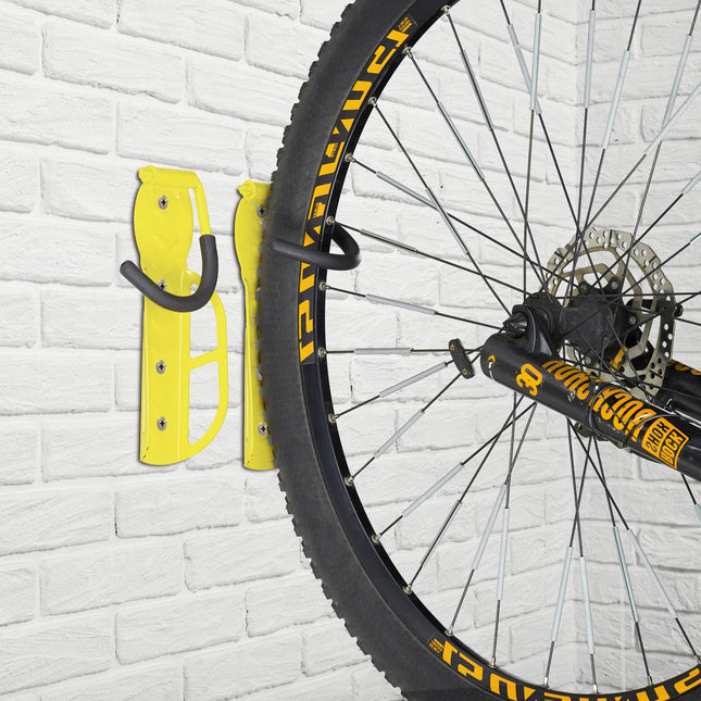Yellow bicycle holder wall set of 2