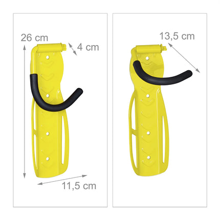 Yellow bicycle holder wall set of 2