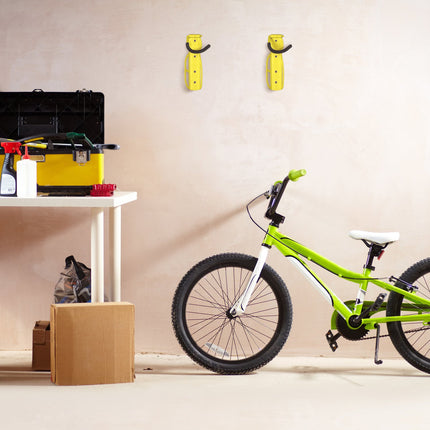 Yellow bicycle holder wall set of 2