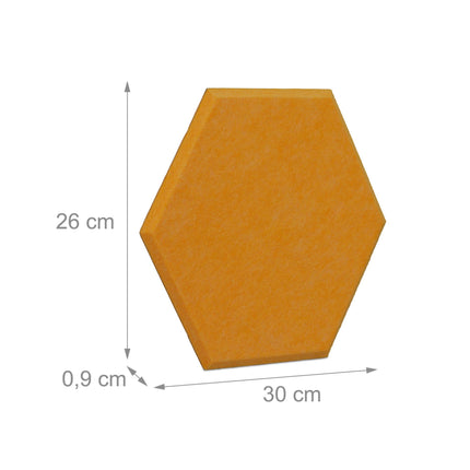 Yellow hexagons for pin board with felt - 6 pcs