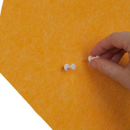 Yellow hexagons for pin board with felt - 6 pcs