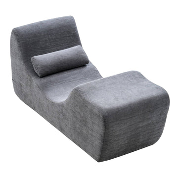Yoga Chaise Lounge Chair, Curved Foam, Gray, No Assembly