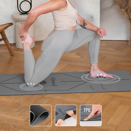 Yoga Set – Gray TPE Mat, Block, Strap