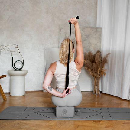 Yoga Set – Gray TPE Mat, Block, Strap