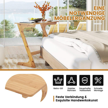 Z-Shaped Bamboo Side Table – Space-Saving Coffee Table