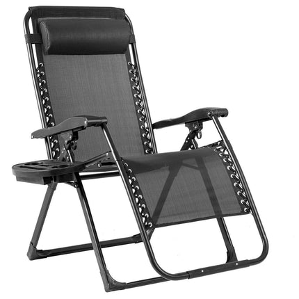 Zero Gravity Lounge Chair with Cup Holder, 500 lb, Black