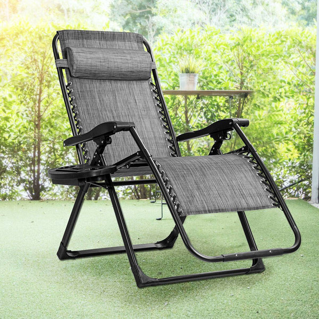 Zero Gravity Lounge Chair with Cup Holder, 500 lb, Gray