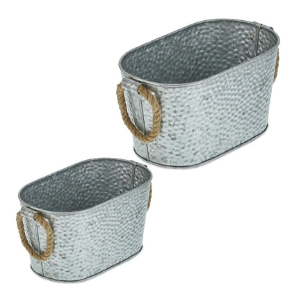 Zinc tub with hammered surface, set of 2